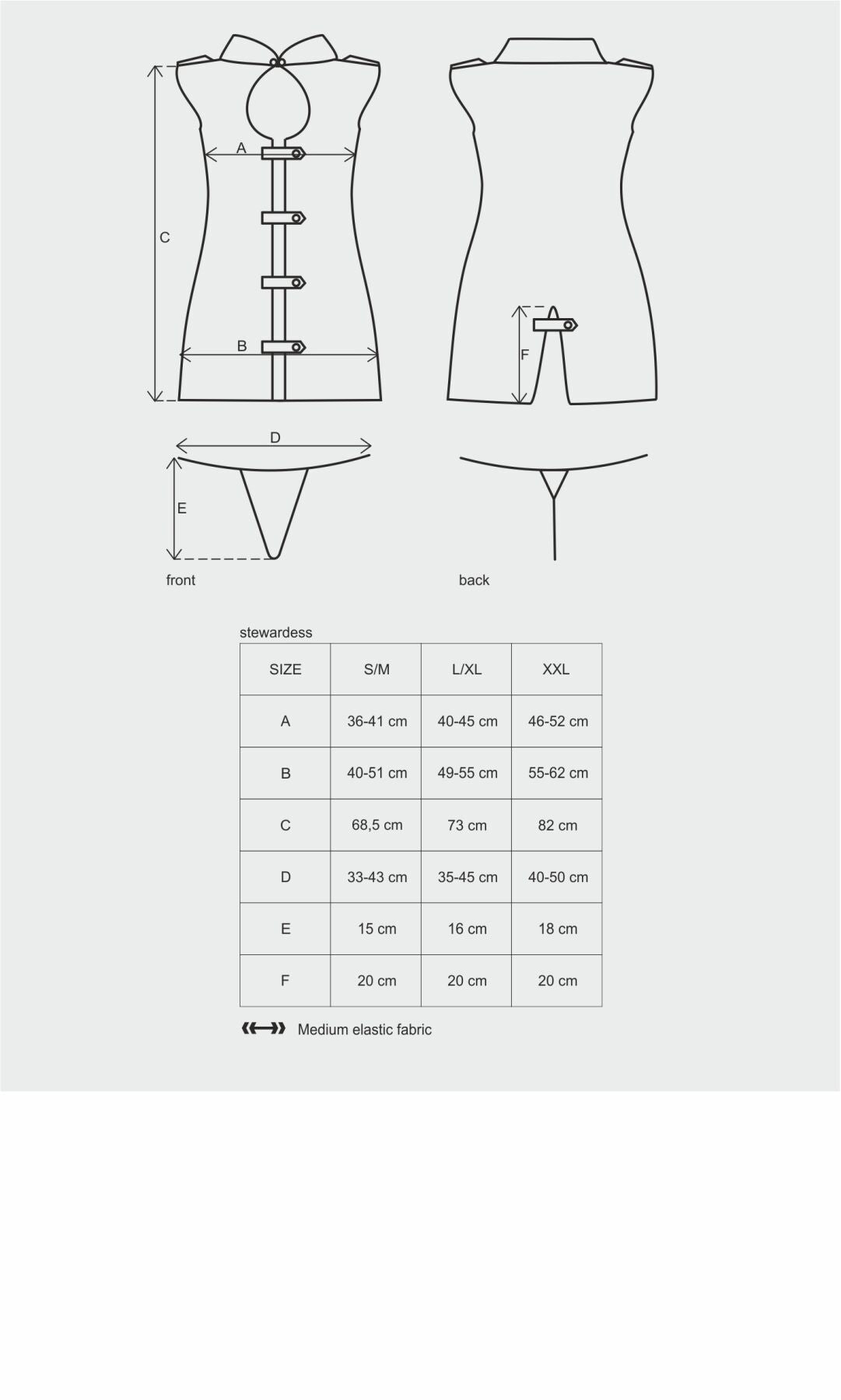Еротичний костюм стюардеси Obsessive Stewardess 3 pcs grey S/M (м'ята упаковка!!!)