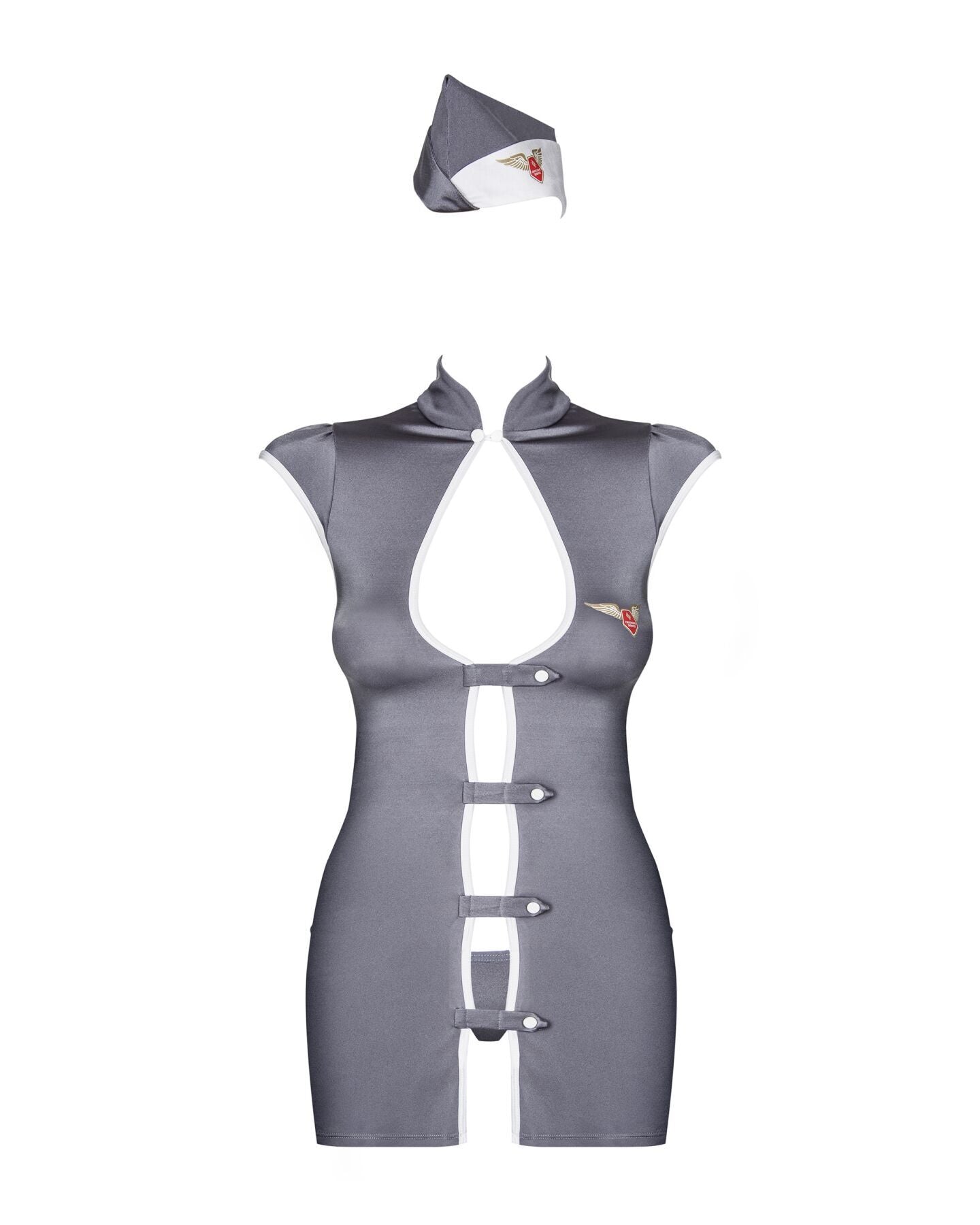 Еротичний костюм стюардеси Obsessive Stewardess 3 pcs grey S/M (м'ята упаковка!!!)