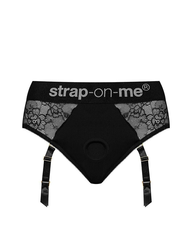 Мереживні трусики для страпона з підв’язками для панчіх Strap-On-Me DIVA HARNESS - XS