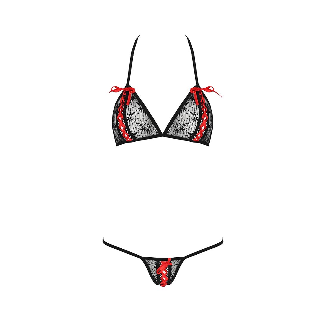 Комплект білизни Passion MELISSA BIKINI XXL/XXXL, black, ліф зі шнурівкою і трусики-стрінги