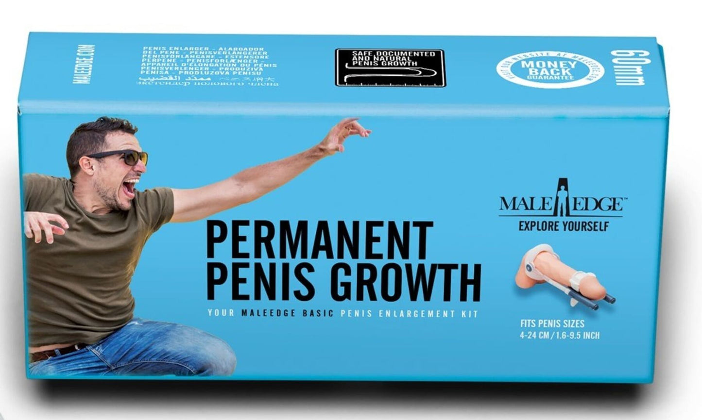 Екстендер для збільшення члена Male Edge Basic, ремінцевий, маса всього 65 г, міцний пластик