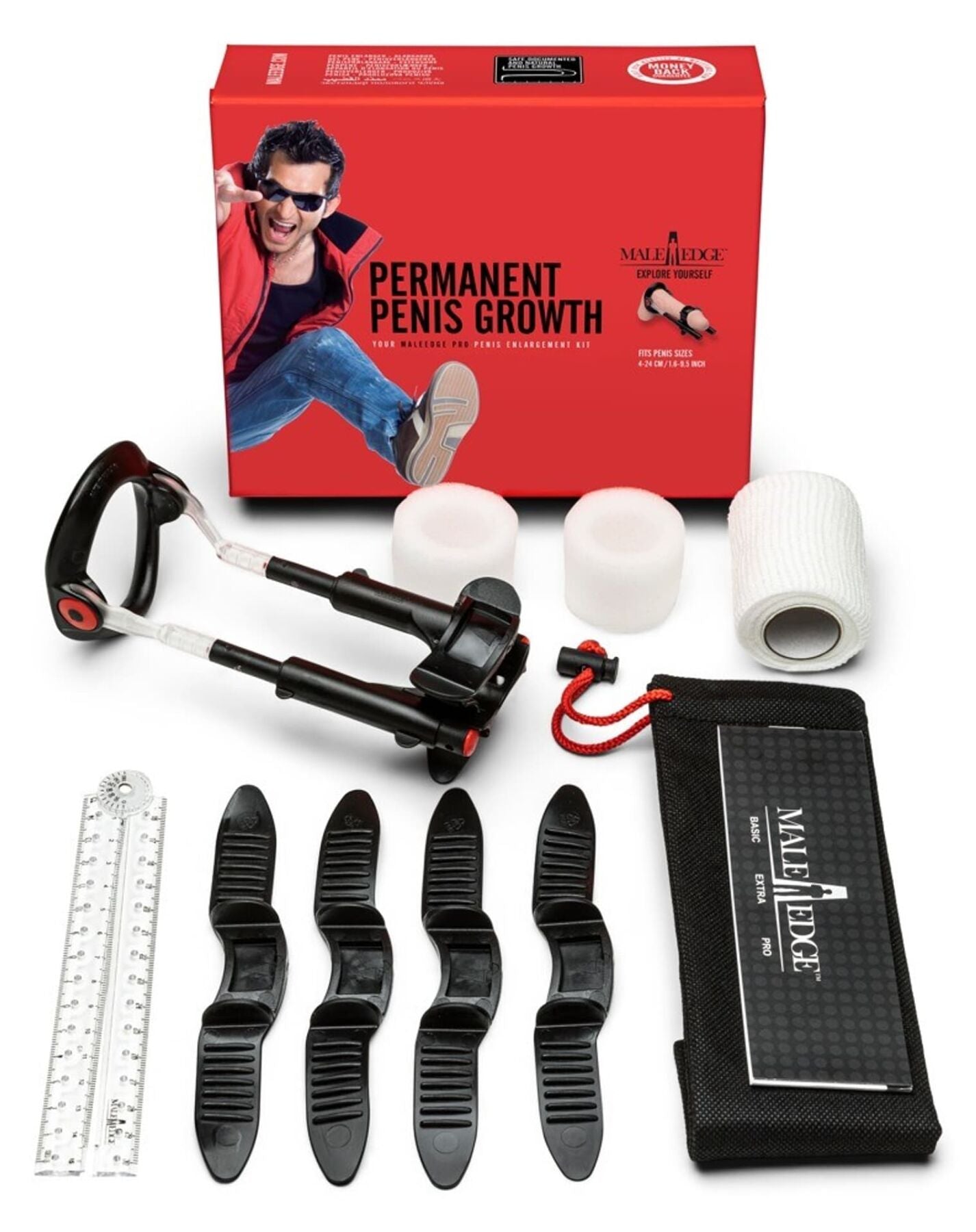 Екстендер для збільшення члена Male Edge Pro, ремінцевий, маса всього 65 г, міцний пластик