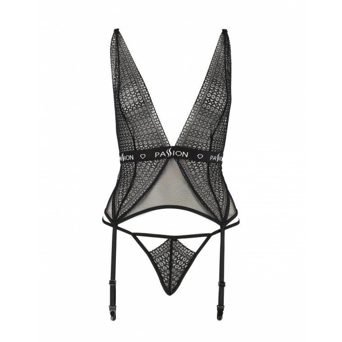 Напівпрозорий корсет Passion Exclusive MIRAJANE CORSET XXL/XXXL, black
