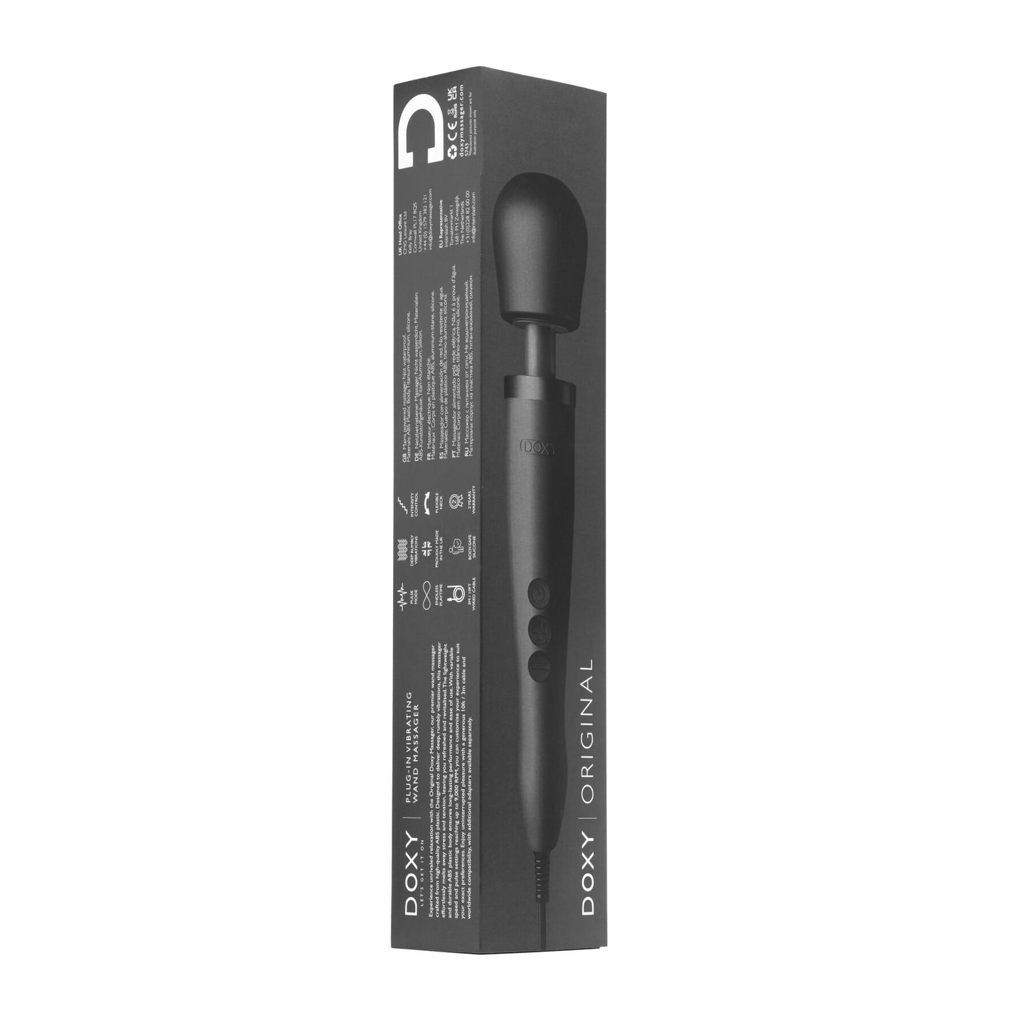 Вібромасажер DOXY Original Black, дуже потужний, живлення 220В, пульсівні вібрації
