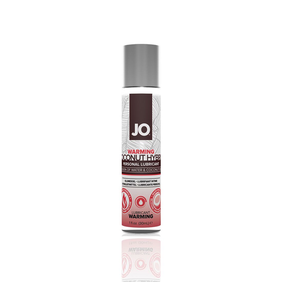 Розігрівальна змазка-крем з кокосовою олією JO Coconut Hybrid WARMING (30 мл) біла