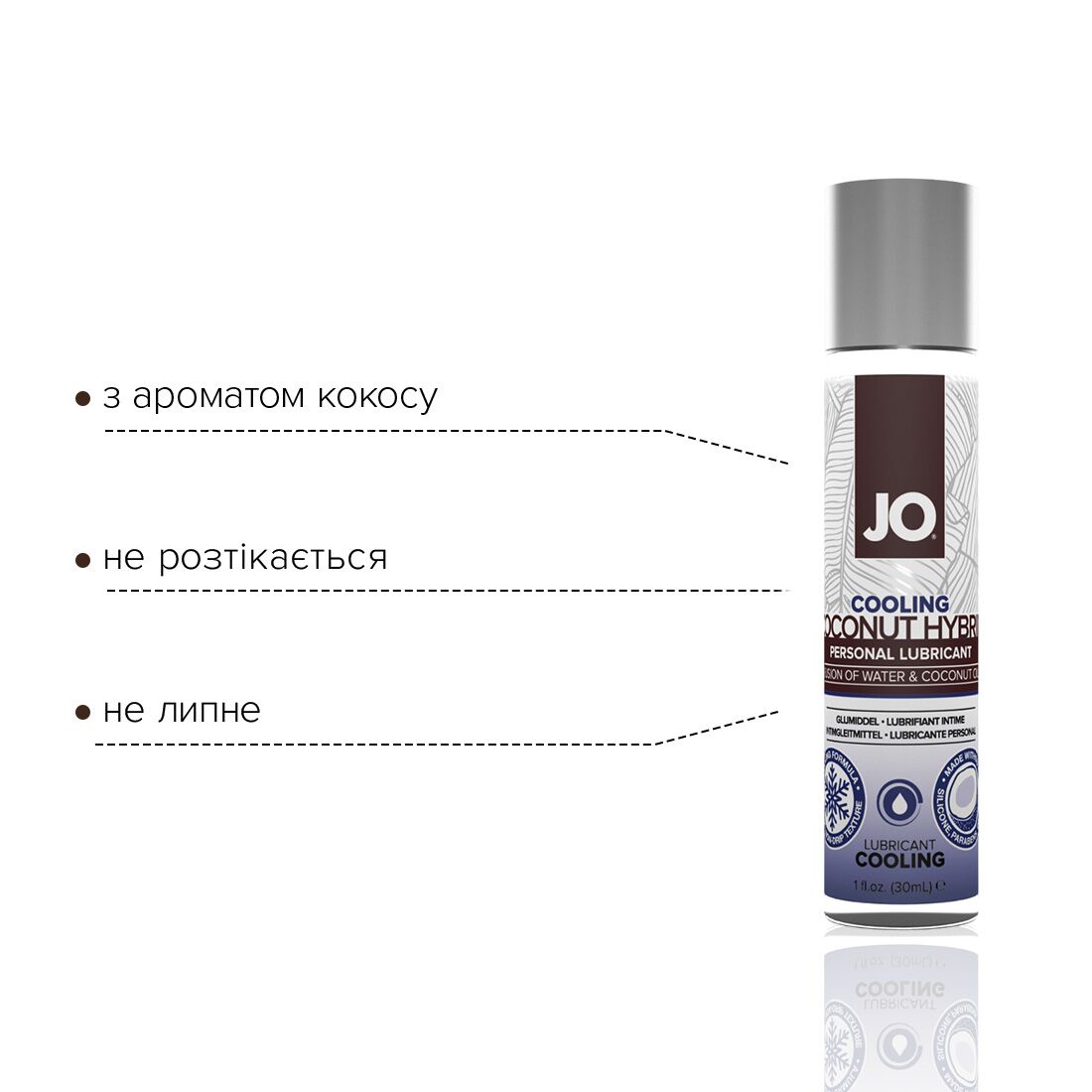 Охолоджувальна змазка-крем з кокосовою олією JO Coconut Hybrid COOLING (30 мл) біла