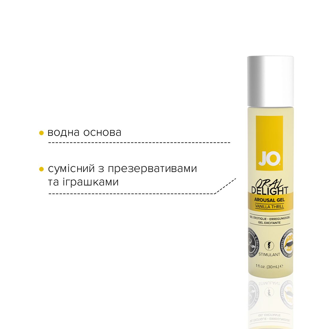 Гель для оральних пестощів JO Oral Delight Vanilla Thrill (30 мл), ефект холод-тепло