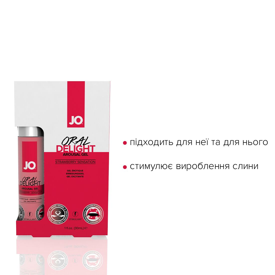 Розпродаж!!! Гель для оральних пестощів JO Oral Delight — Strawberry 30мл (термін до 08.2025)