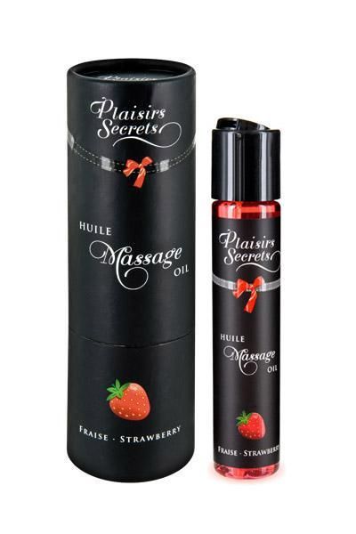 Масажна олія Plaisirs Secrets Strawberry (59 мл) з афродизіаками, їстівна, подарункове паковання