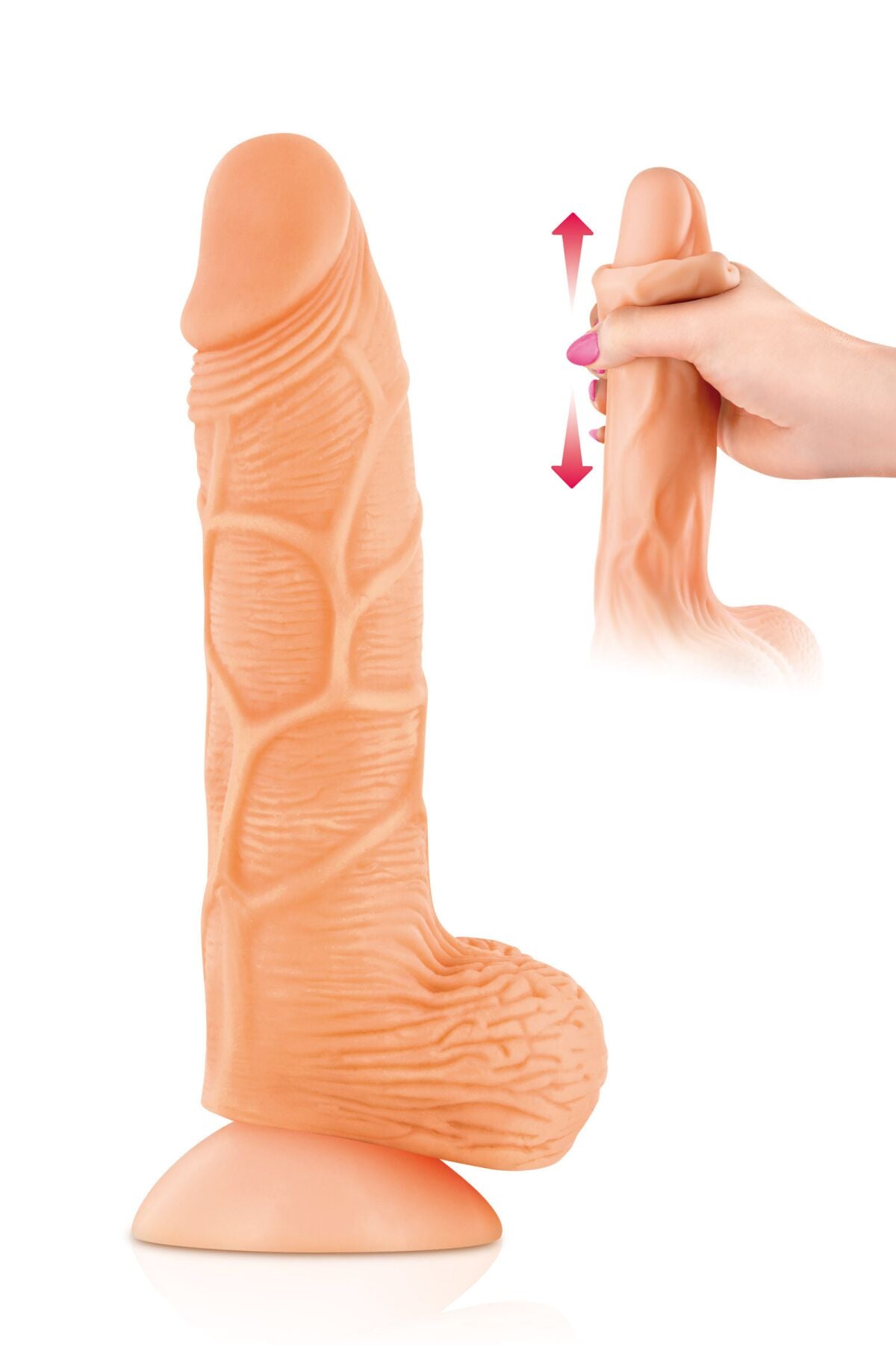 Фалоімітатор із рухомою крайньою плоттю Real Body — Real Brad, діаметр 4 см, TPE