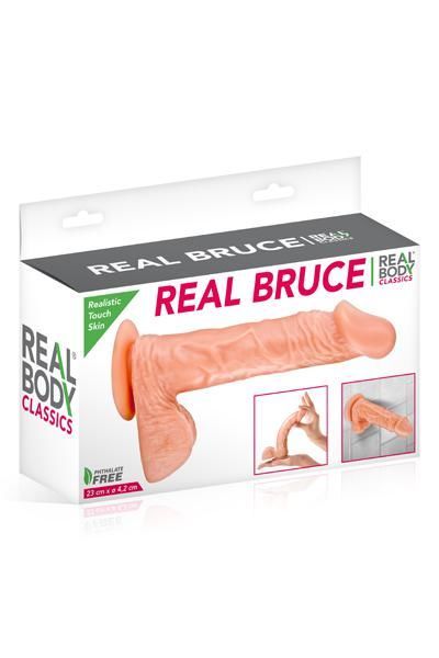 Фалоімітатор на присосці Real Body — Real Bruce Flesh, TPE, діаметр 4,2 см
