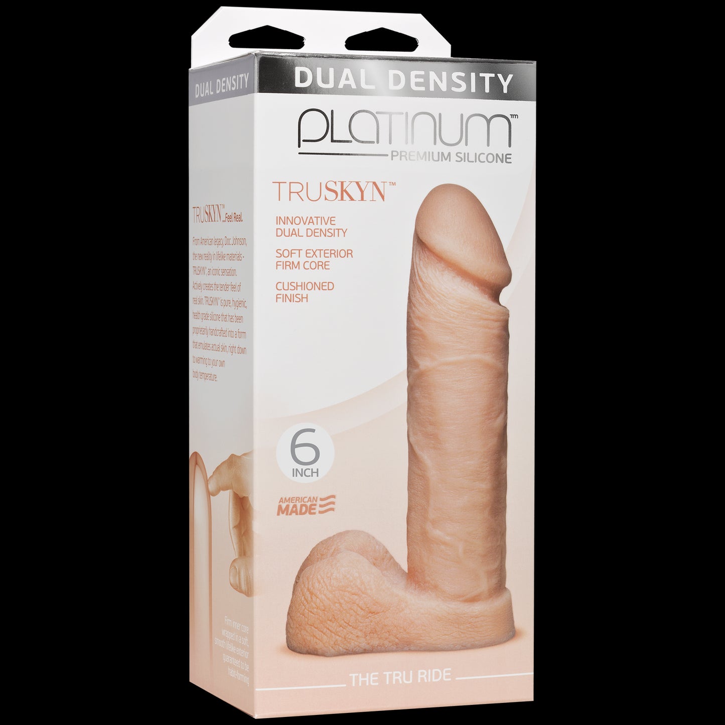 Фалоімітатор Doc Johnson Platinum TRUSKYN - The Tru Ride 6 Inch, діаметр 4,3 см, двошаровий силікон