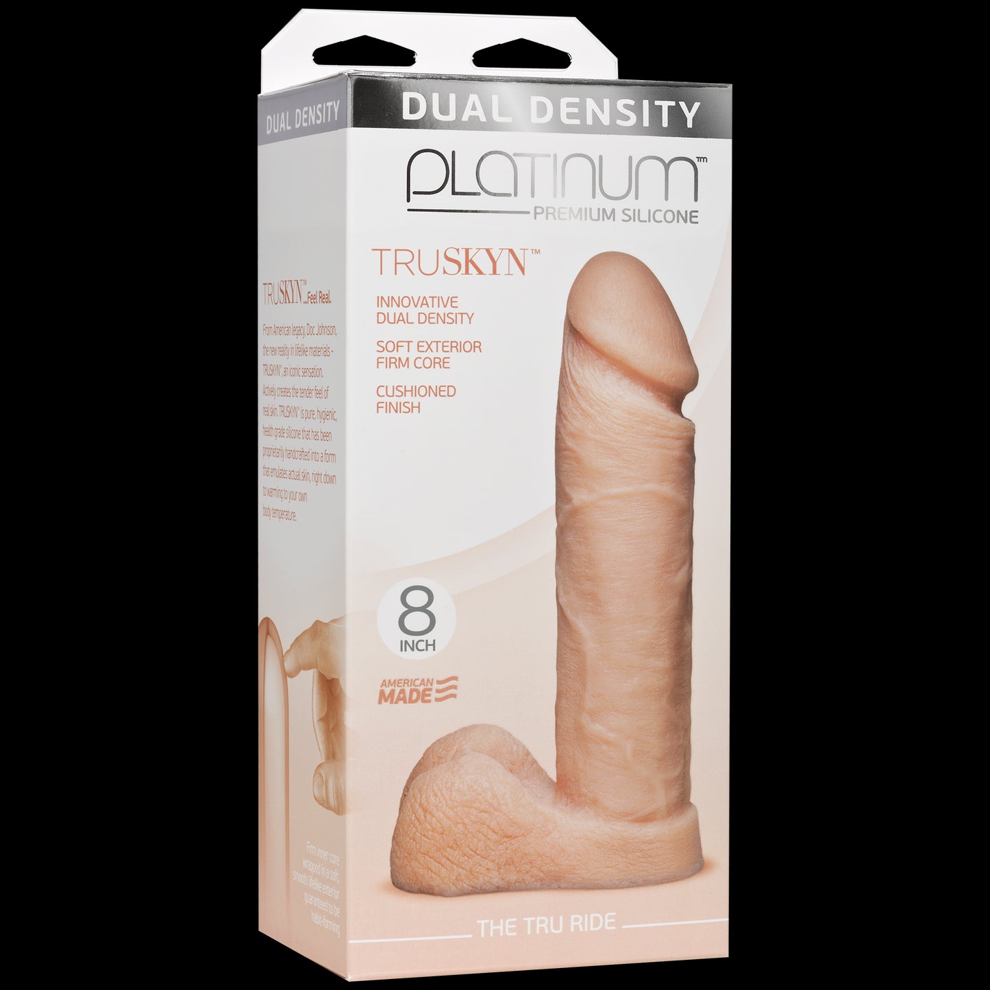 Фалоімітатор Doc Johnson Platinum TRUSKYN - The Tru Ride 8 Inch, діаметр 4,8 см, двошаровий силікон