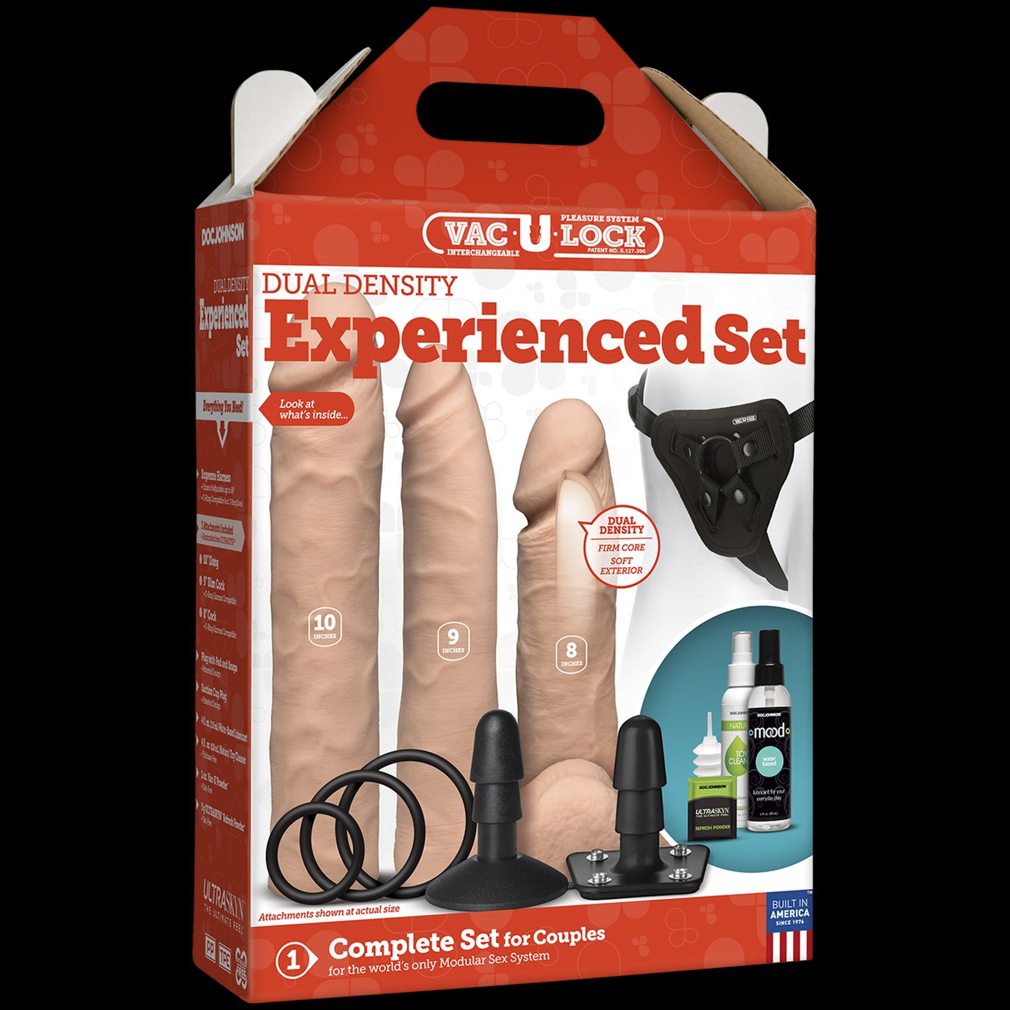 Набір для страпона Doc Johnson Vac-U-Lock Dual Density Experienced Set, діаметр 2×7см, 7,7см