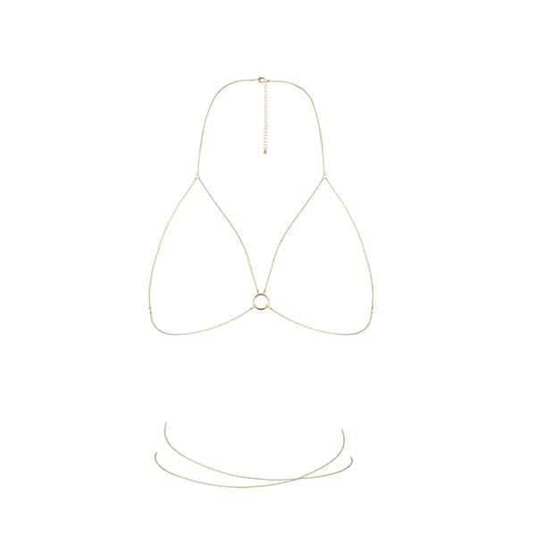 Ланцюжок портупея Bijoux Indiscrets Magnifique Bra Chain - Gold, прикраса на тіло