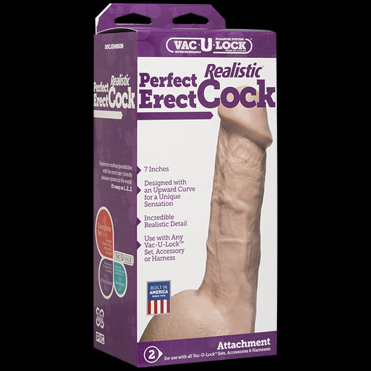 Фалоімітатор Doc Johnson - 7 Inch Perfect Erect Cock, велика головка, Vac-U-Lock