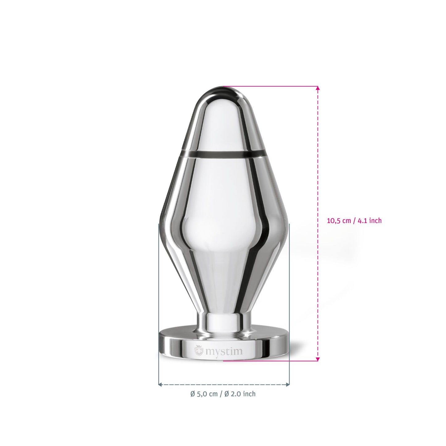 Металева анальна пробка Mystim John для електростимулятора, діаметр 5 см