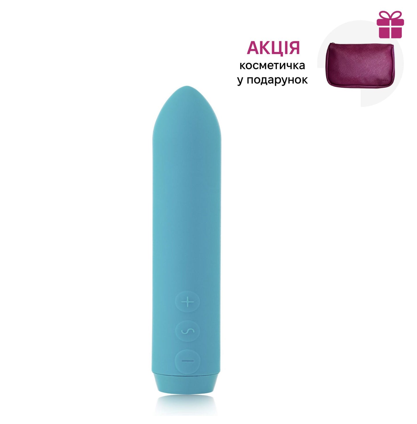 Мінівібратор Je Joue - Classic Bullet Vibrator Teal з глибокою вібрацією і фіксацією на палець  + подарунок косметичка