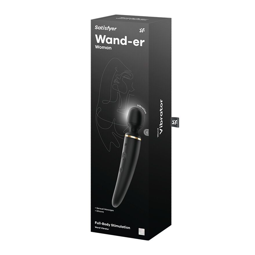 Вібромасажер Satisfyer Wand-er Woman (Black/Gold), водонепроникний, потужний, розмір XXL