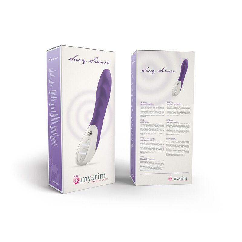 Потужний вібратор Mystim Sassy Simon Purple з двома моторами і стимулюючим рельєфом