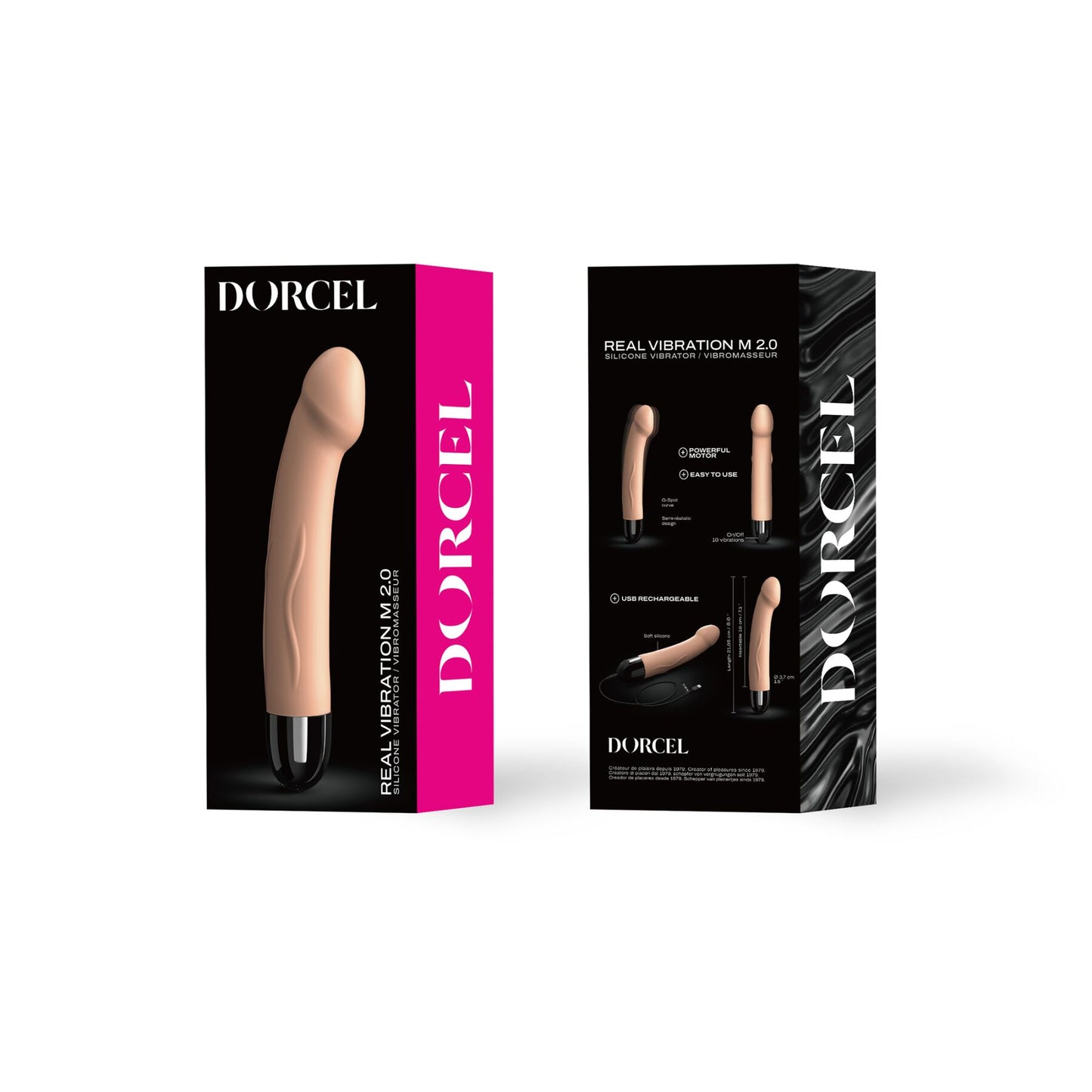 Вібратор Dorcel Real Vibration M Flesh 2.0, діаметр 3,7см, перезаряджається, для точки G