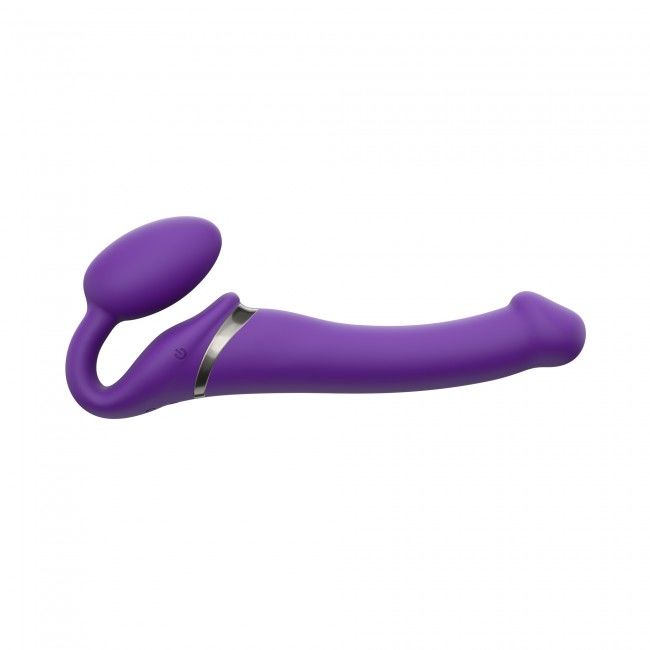 Безремінний страпон з вібрацією Strap-On-Me Vibrating Violet M, діаметр 3,8 см, пульт ДК, регульований