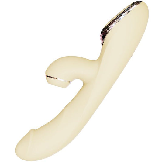 Вакуумний вібратор-кролик з підігрівом KISSTOY A-King Pro Yellow, з LED-екраном