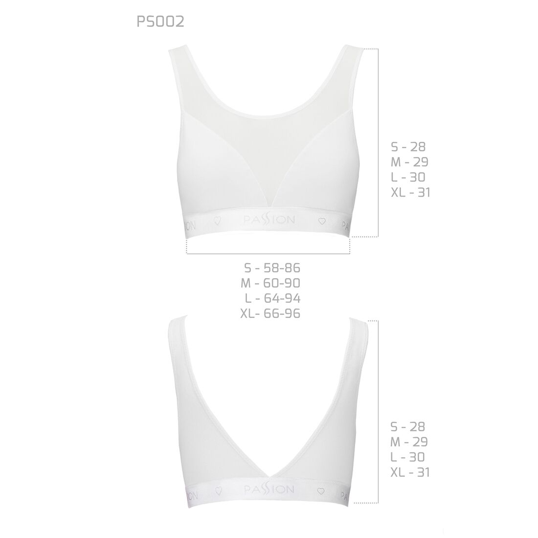 Топ з прозорою вставкою Passion PS002 TOP XL, white