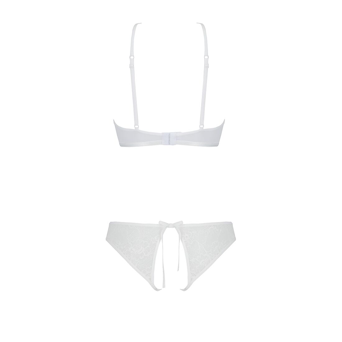 Комплект із бра, трусиків з ажурним декором та відкритим кроком Passion URSULA SET XXL/XXXL, white