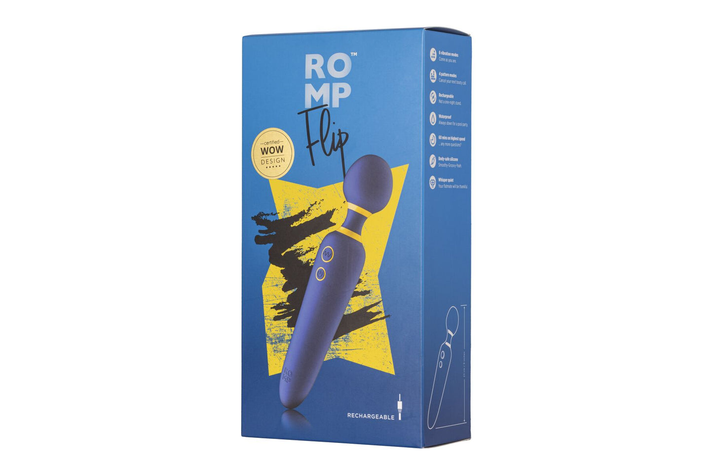 Вібромасажер Romp Flip, гнучка головка, 4 режими потужних вібрації, 6 інтенсивностей