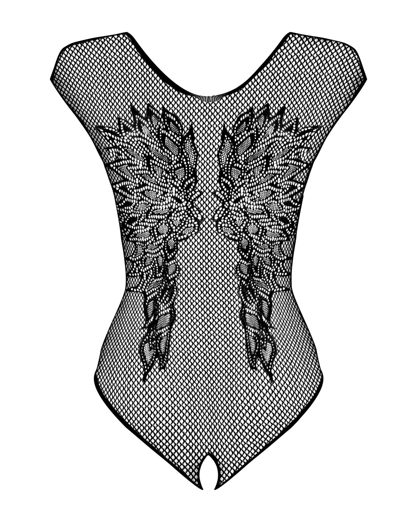 Бодістокінг із великої сітки з мереживом Obsessive B112 teddy S/M/L, чорний, з доступом