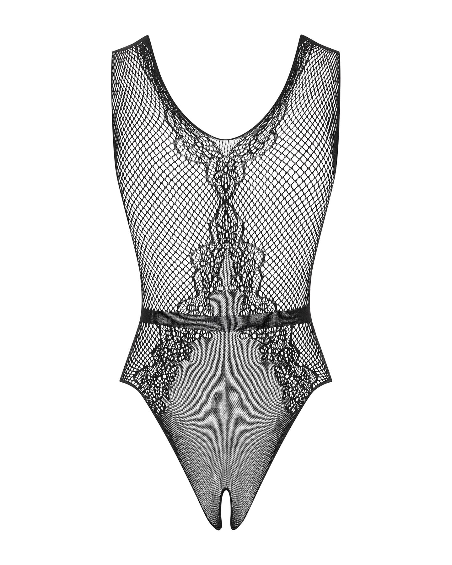 (SALE) Сітчастий бодістокінг з доступом Obsessive B115 teddy S/M/L, чорний