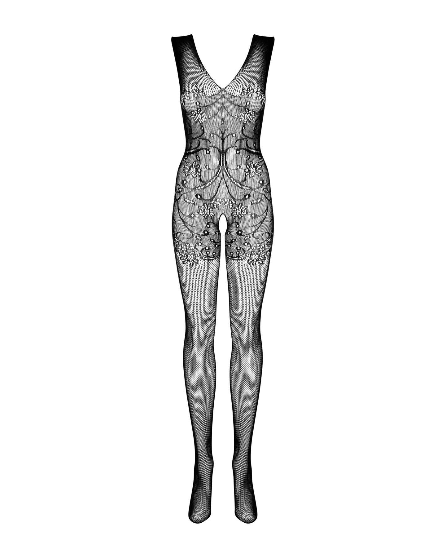 (SALE) Бодістокінг Obsessive Bodystocking F234 S/M/L, абстрактний малюнок, глибоке декольте