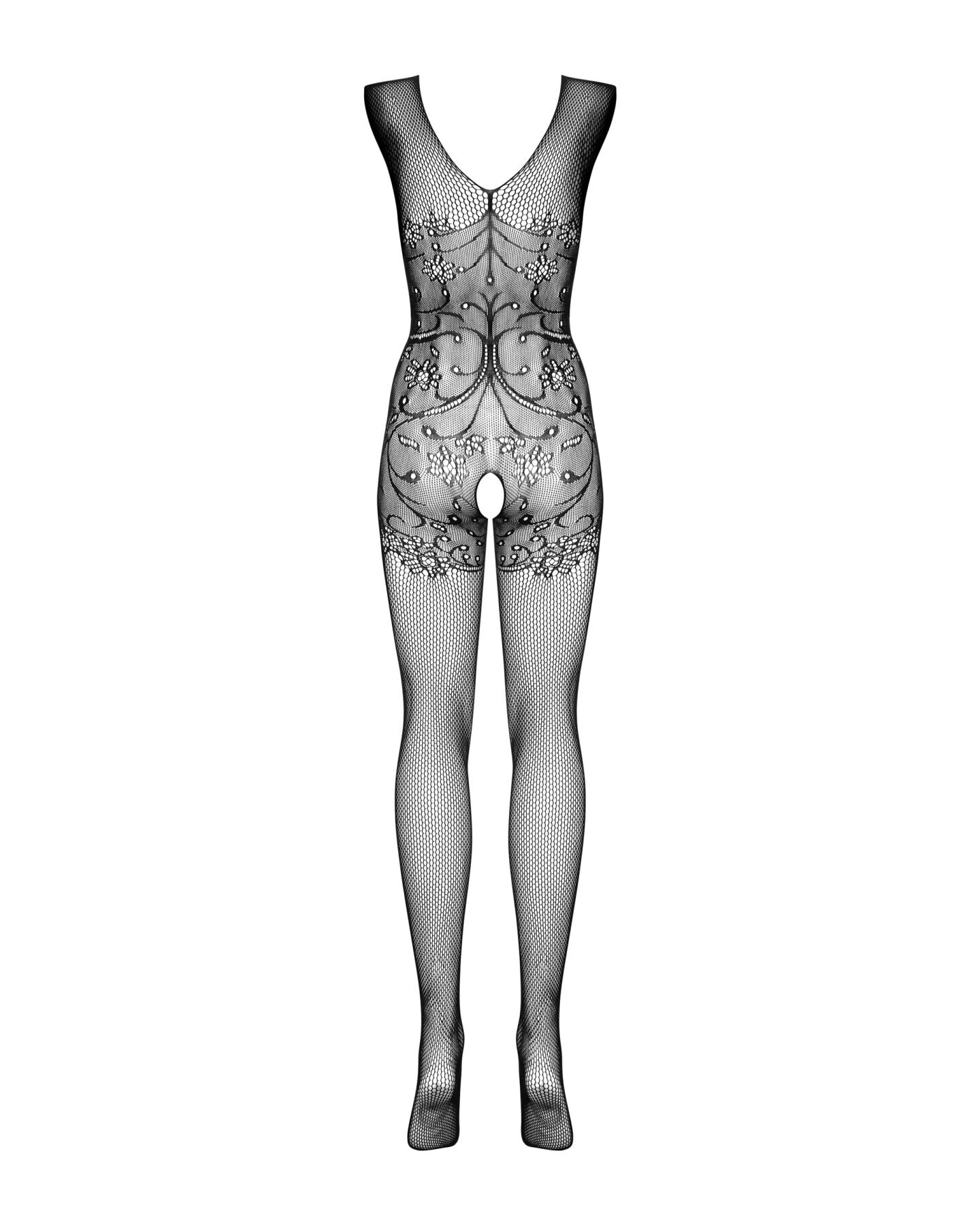 (SALE) Бодістокінг Obsessive Bodystocking F234 S/M/L, абстрактний малюнок, глибоке декольте