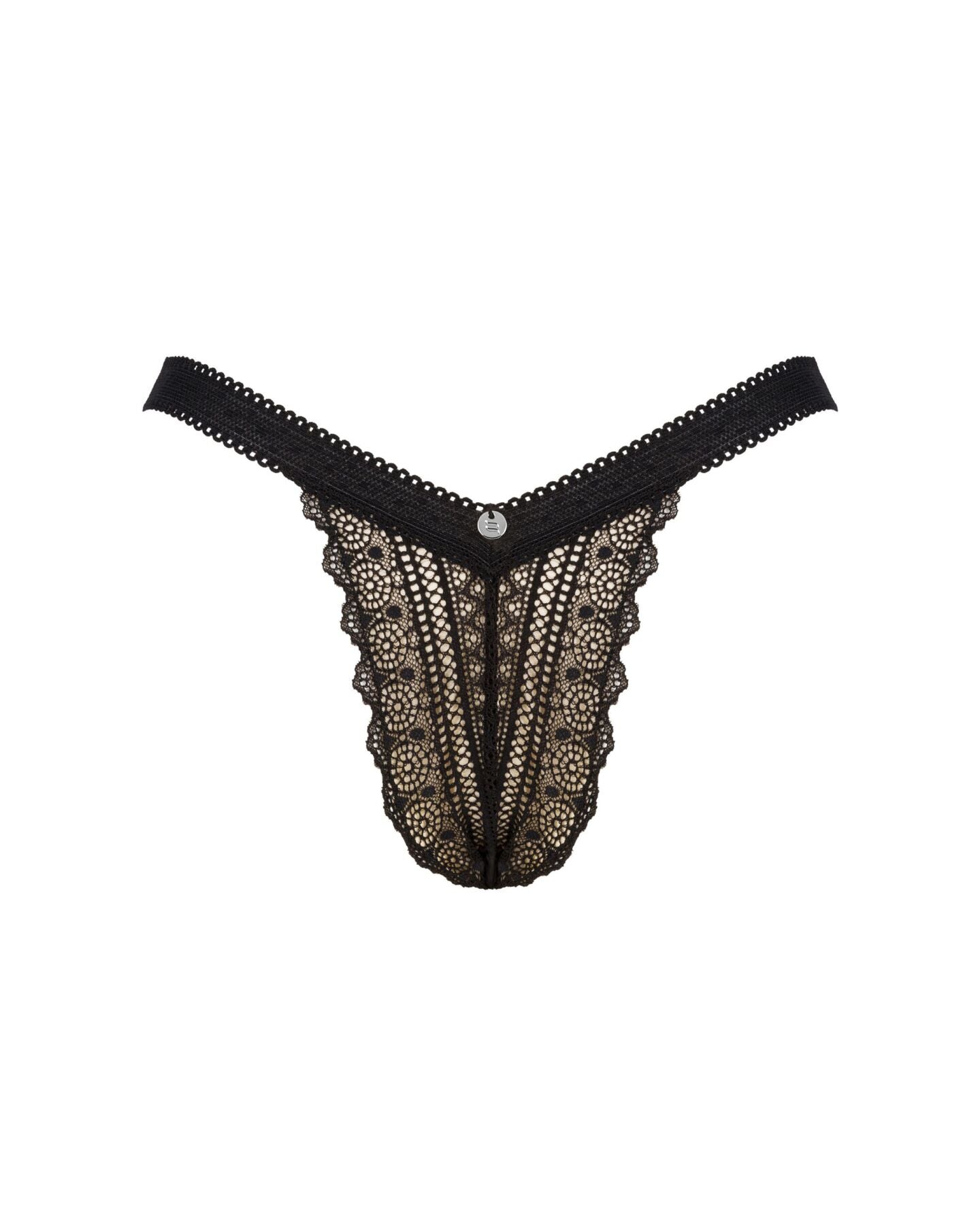 (SALE) Мереживні трусики із заниженою талією Obsessive Estiqua panties M/L, чорні