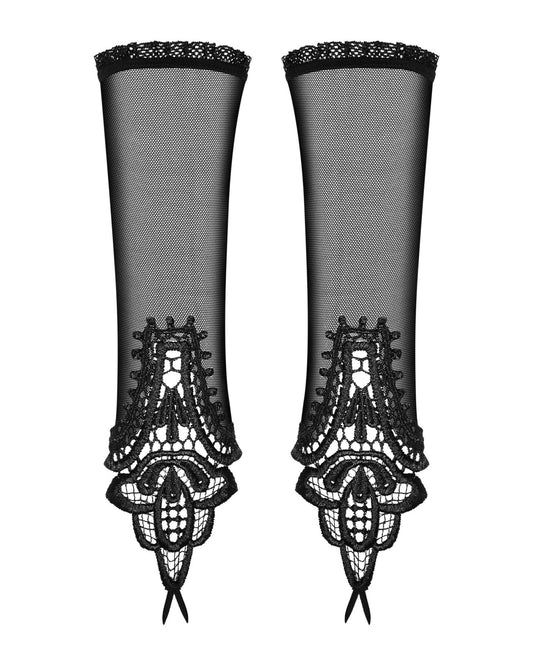 Сітчасті мітенки з мереживом Obsessive Luiza mittens One size, чорні