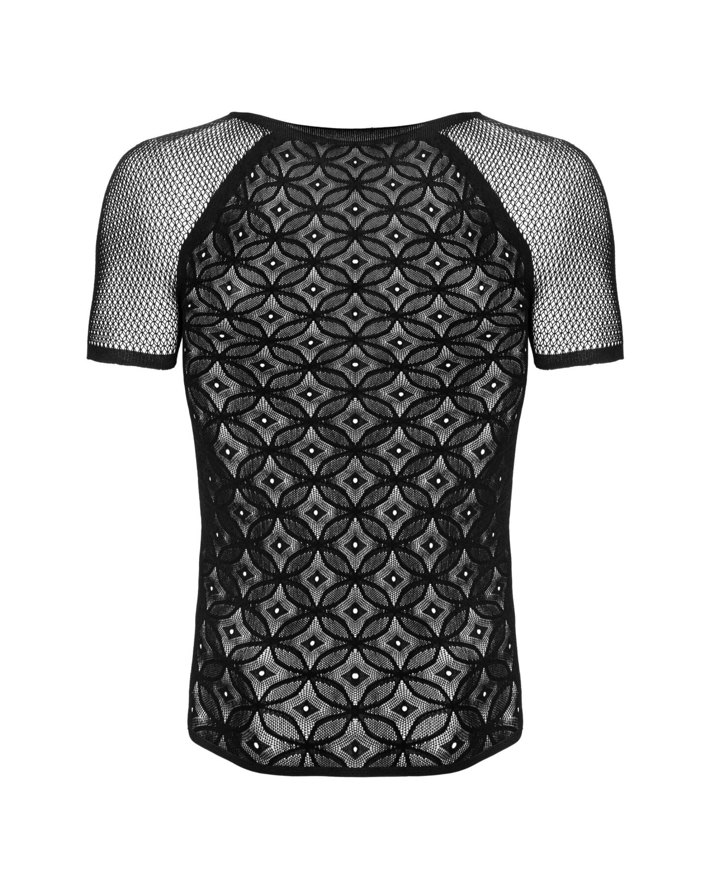 Чоловіча напівпрозора футболка з орнаментом Obsessive T102 T-shirt S/M/L, чорна