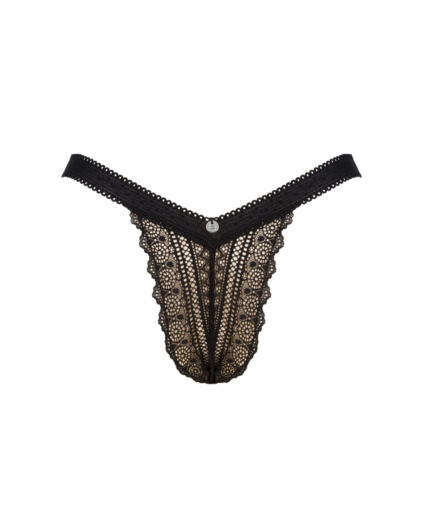 (SALE) Мереживні трусики із заниженою талією Obsessive Estiqua panties XS/S, black