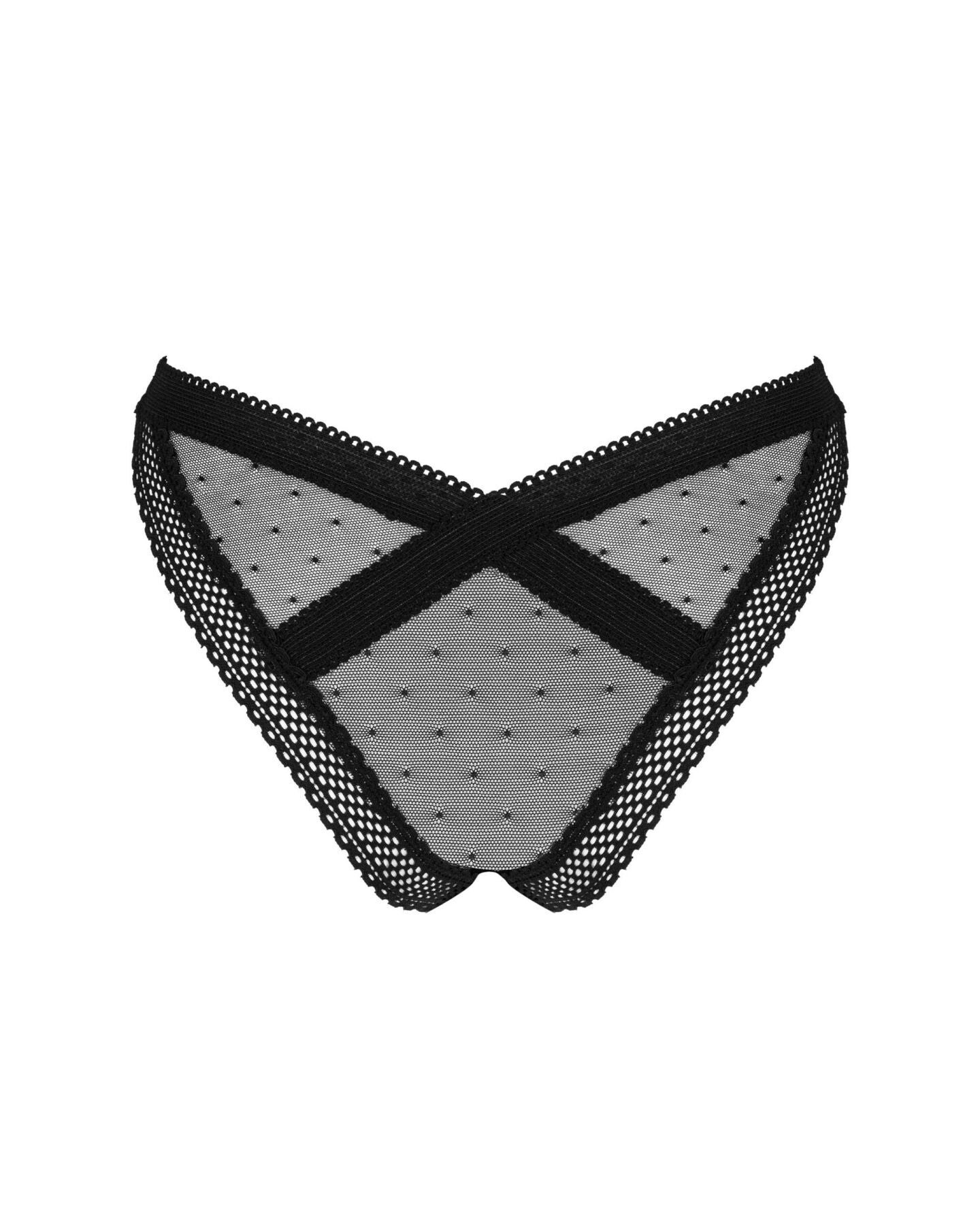 (SALE) Мереживні трусики із заниженою талією Obsessive Estiqua panties XS/S, black