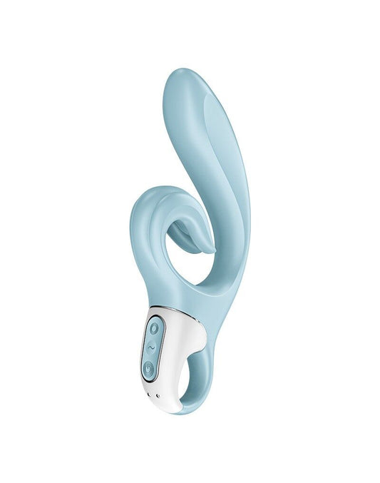 Вібратор-кролик Satisfyer Love Me Blue, гнучкий, відросток з потрійним кінчиком