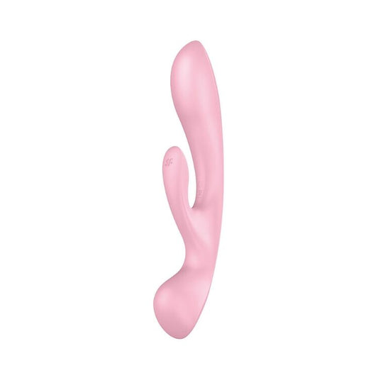 Двосторонній вібратор-кролик Satisfyer Triple Oh Pink, 3 мотори, руків’я-масажер
