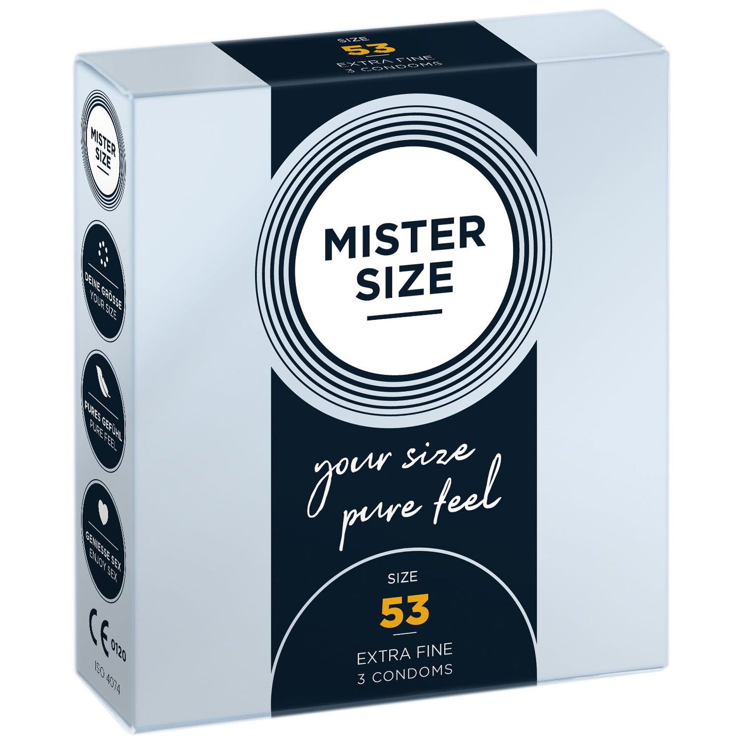 Розпродаж!!! Презервативи Mister Size - pure feel - 53 (3 шт) (термін 05.2026)