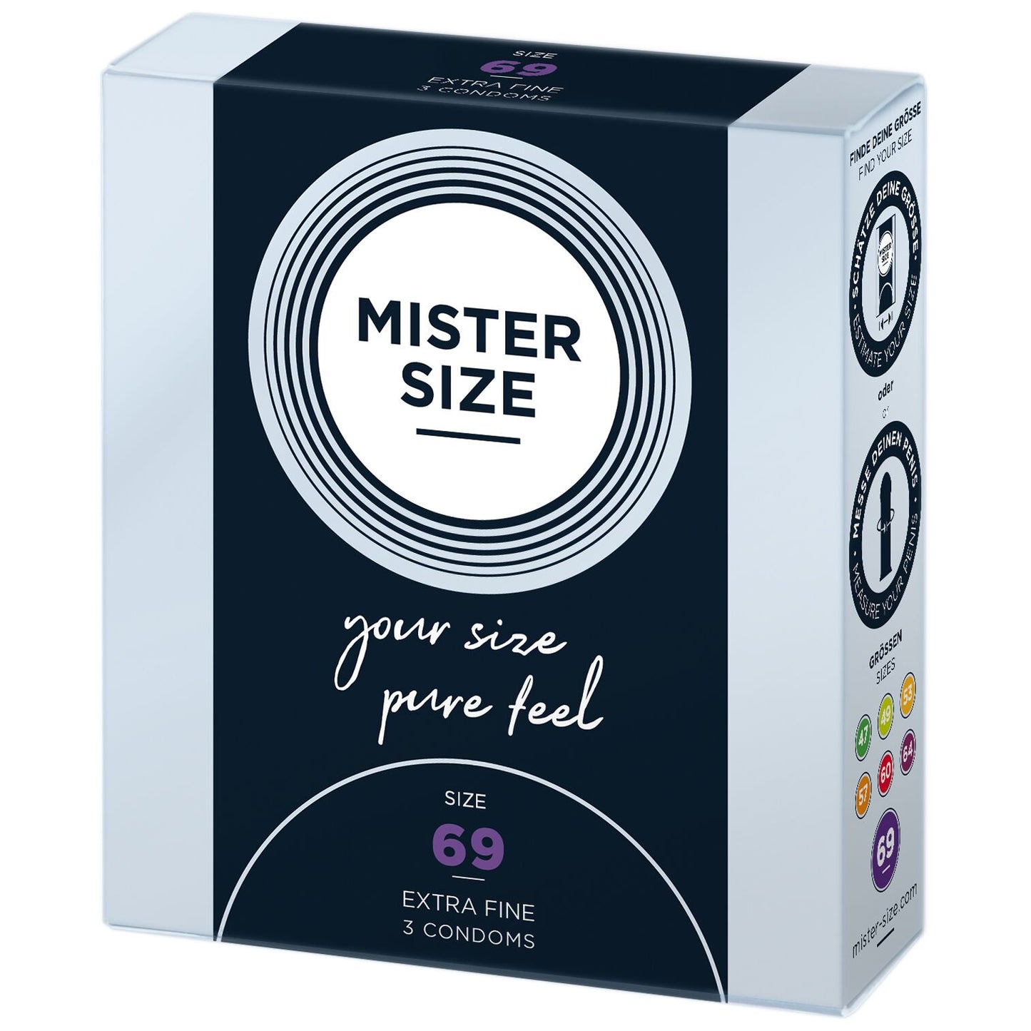 Розпродаж!!! Презервативи Mister Size - pure feel - 69 (3 condoms) (термін 04.2026)