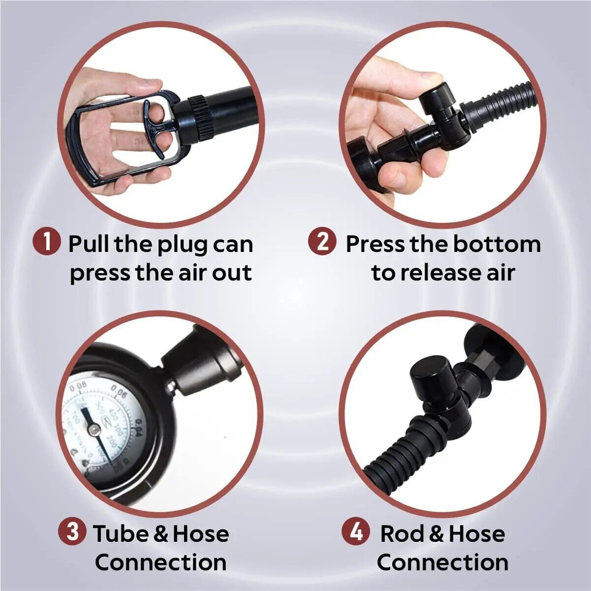 Вакуумна помпа Men Powerup зі стрілковим манометром і ручним насосом