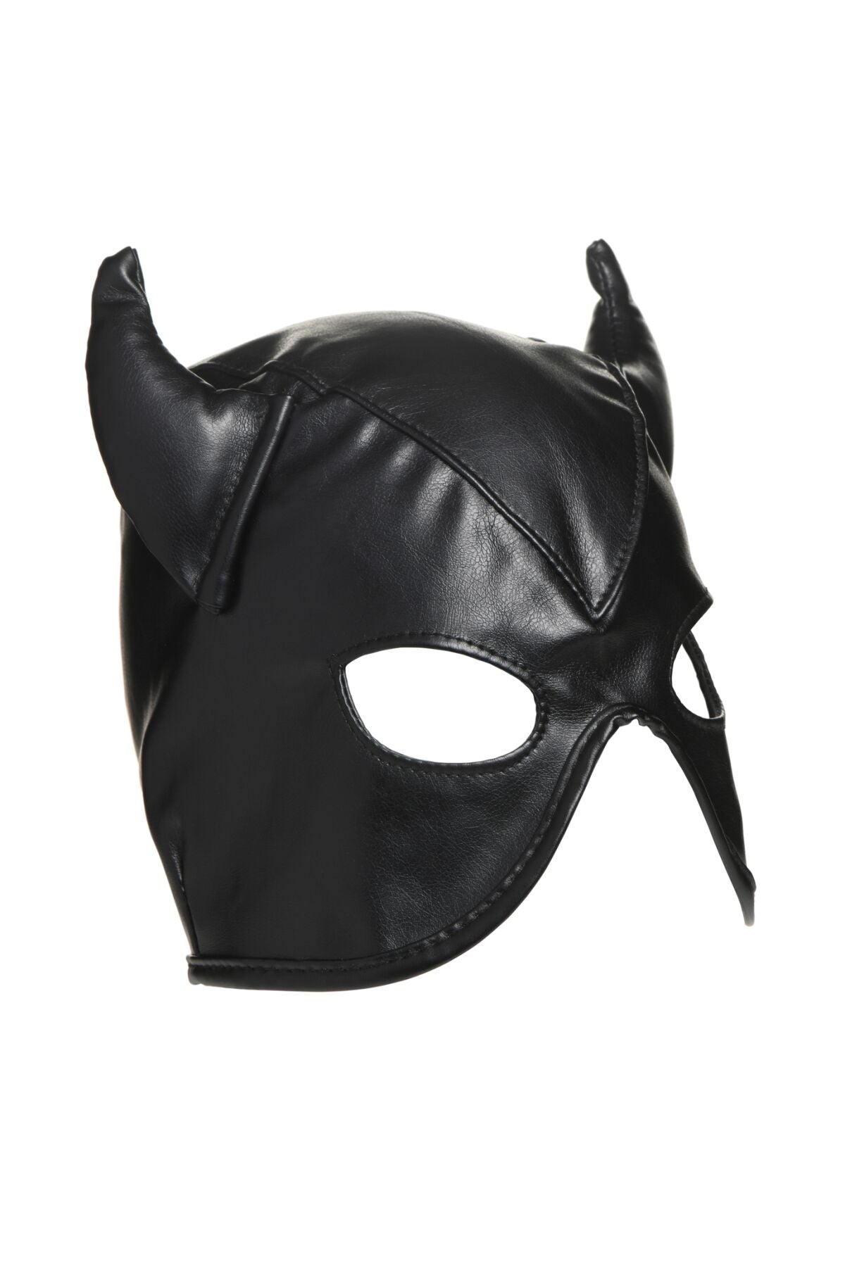 Маска з рогами Master Series: Dungeon Demon Bondage Mask with Horns, чорна