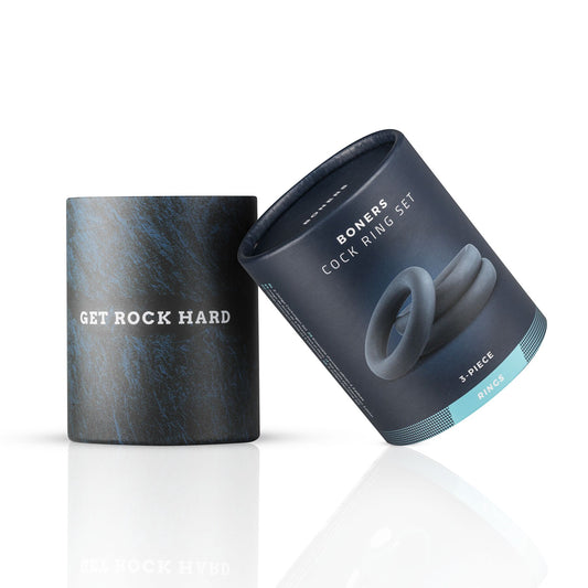 Набір ерекційних кілець Boners 3-Piece Cock Ring Set – Grey, 3; 3,3 та 4,4 см