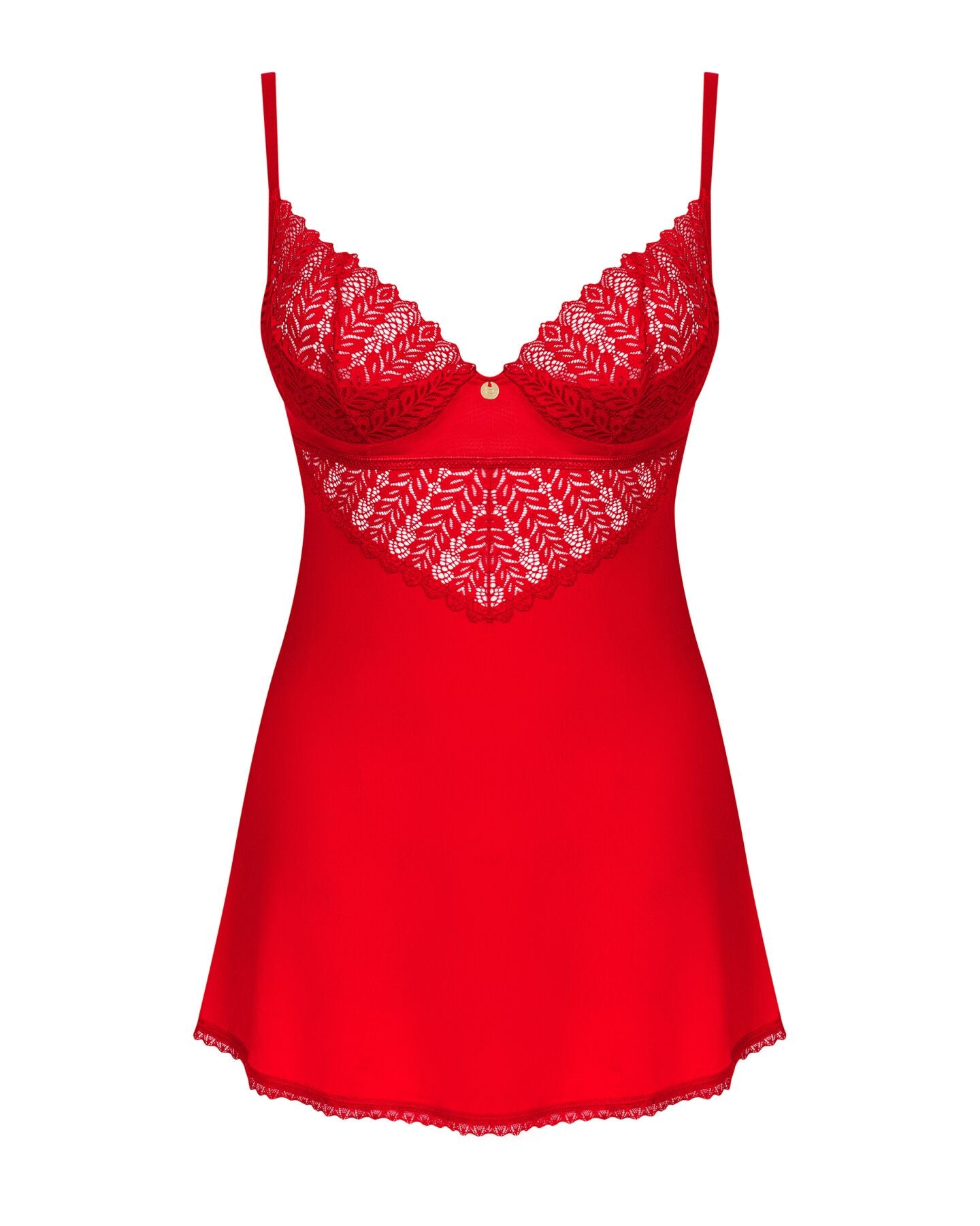Пеньюар Obsessive Ingridia chemise & thong M/L, червоний, сорочка, стрінги