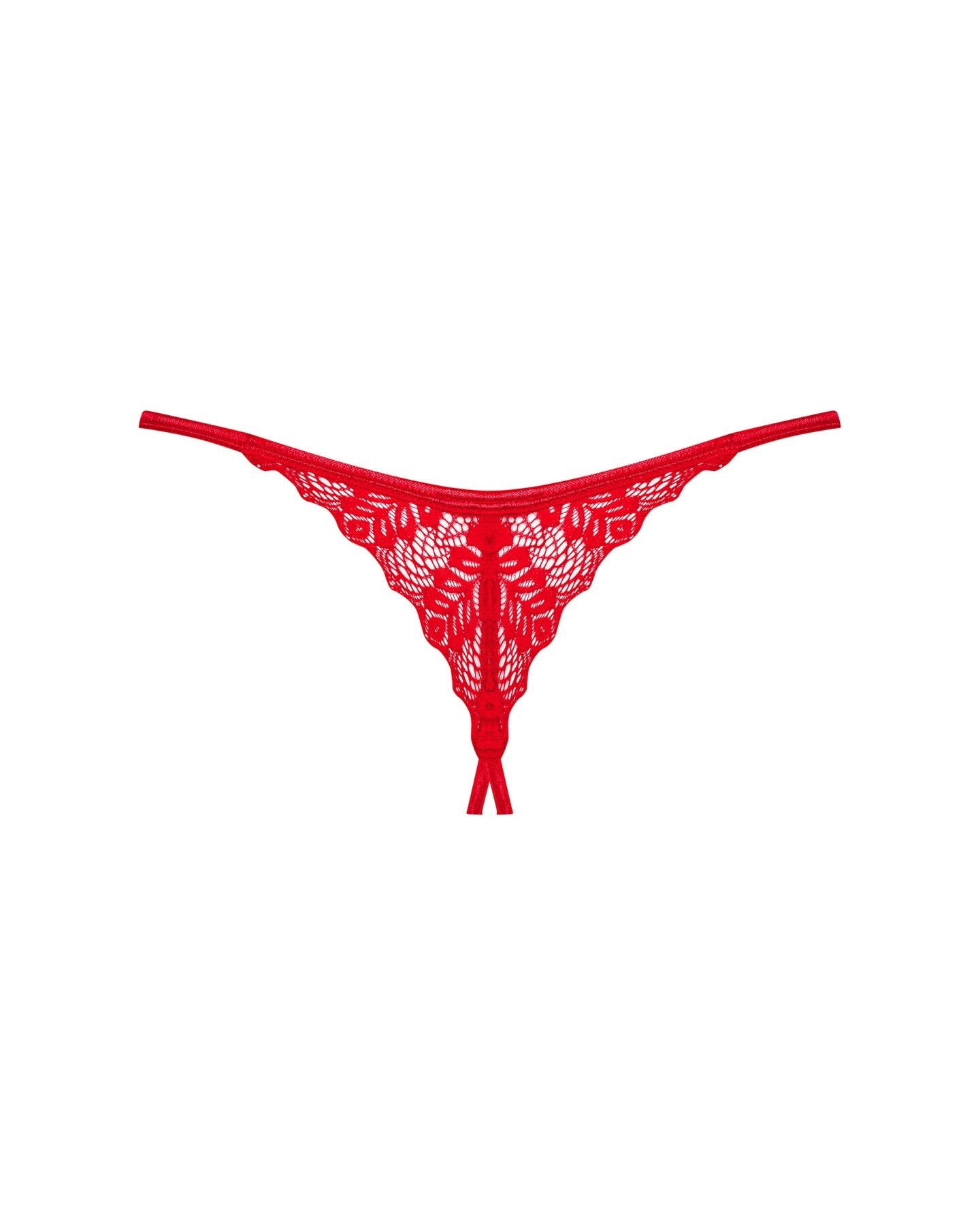 Трусики з доступом Obsessive Ingridia crotchless thong XS/S, червоні