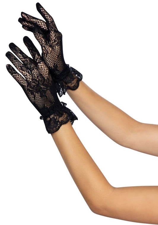 Короткі рукавички Leg Avenue Floral lace wristlength gloves Black