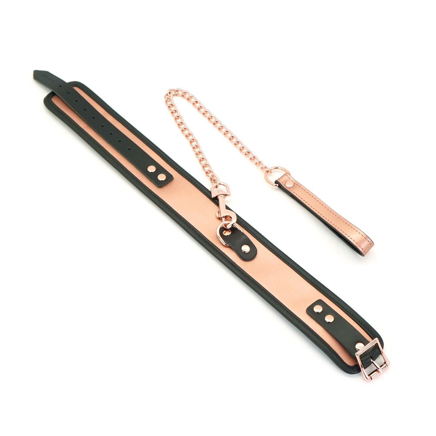 Широкий нашийник з повідцем Liebe Seele Rose Gold Memory Collar with Leash, натуральна шкіра
